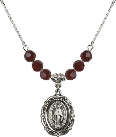 Miraculous Medal Birthstone Necklace | 7/8 inch | 6mm Beads | N30-4146M
