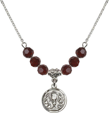 Communion Chalice Birthstone Necklace | 1/2 inch | 6mm Beads