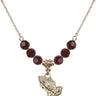 Praying Hands Birthstone Necklace | 1/2 inch | 6mm Beads  Garnet 14kt Gold Filled