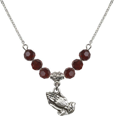 Praying Hands Birthstone Necklace | 1/2 inch | 6mm Beads