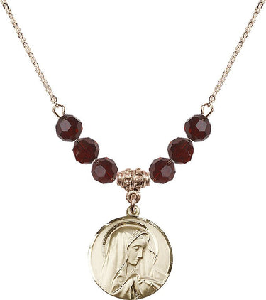 Sorrowful Mother Birthstone Necklace | 3/4 inch | 6mm Beads