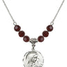 Sorrowful Mother Birthstone Necklace | 3/4 inch | 6mm Beads  Garnet Sterling Silver