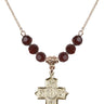 Four Way Medal Birthstone Necklace | 7/8 inch | 6mm Beads  Garnet 14kt Gold Filled