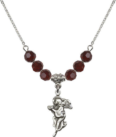 Women Guardian Angel Birthstone Necklace | 7/8 inch | 6mm Beads