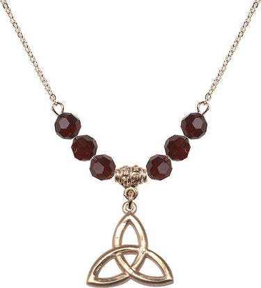 Trinity Irish Knot Birthstone Necklace | 3/4 inch | 6mm Beads