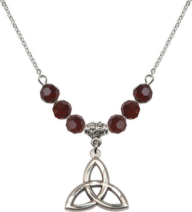Trinity Irish Knot Birthstone Necklace | 3/4 inch | 6mm Beads
