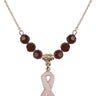 Cancer Awareness Birthstone Necklace | 7/8 inch | 6mm Beads  Garnet 14kt Gold Filled