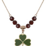 Shamrock Birthstone Necklace | 3/4 inch | 6mm Beads  Garnet 14kt Gold Filled