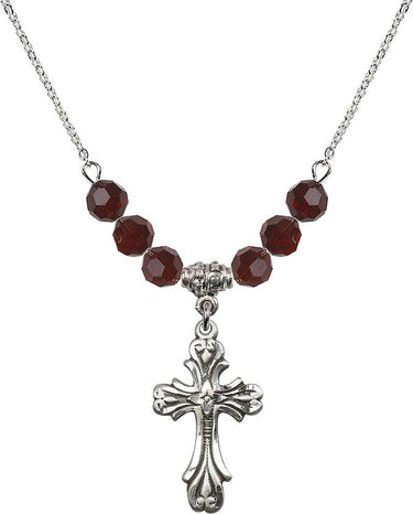 Cross Birthstone Necklace for Women | 1 inch | 6mm Beads | N30-5419