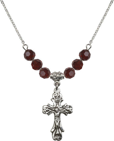 Beads Crucifix Birthstone Necklace | 1 inch | 6mm Beads | N30-5421