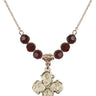 Four Way Medal Birthstone Necklace | 3/4 inch | 6mm Beads  Garnet 14kt Gold Filled