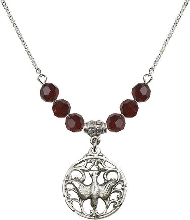 Zircon Holy Spirit Birthstone Necklace | 3/4 inch | 6mm Beads