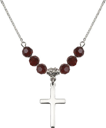 Women's Cross Birthstone Necklace | 7/8 inch | 6mm Beads | N30-5670