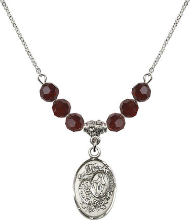 Miraculous Medal Birthstone Necklace | 7/8 inch | 6mm Beads | N30-5682
