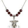 Crucifix Birthstone Necklace | 1 inch | 6mm Beads  Garnet Sterling Silver