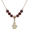 Miraculous Medal Birthstone Necklace | 7/8 inch | 6mm Beads  Garnet 14kt Gold Filled