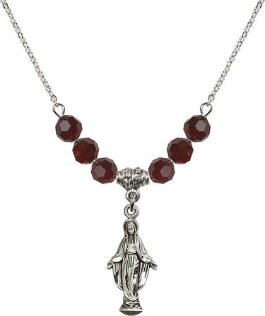 Women's Miraculous Medal Birthstone Necklace | 7/8 inch | 6mm Beads