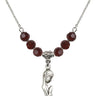 Madonna Birthstone Necklace | 1 inch | 6mm Beads  Garnet Sterling Silver