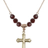 Cross Birthstone Necklace | 1 1/8 inch | 6mm Beads  Garnet 14kt Gold Filled