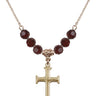 Cross Birthstone Necklace | 1 inch | 6mm Beads  Garnet 14kt Gold Filled