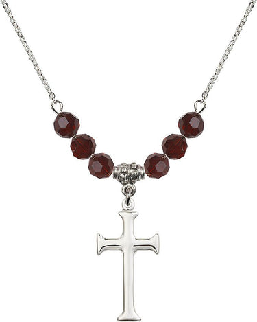 Cross Birthstone Necklace | N30-6008 | 1 inch | 6mm Beads