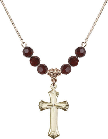 Sterling Cross Birthstone Necklace | 1 1/8 inch | 6mm Beads | N30-6013