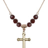 Cross Birthstone Necklace | 1 inch | 6mm Beads  Garnet 14kt Gold Filled