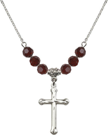 Cross Birthstone Necklace | N30-6022 | 1 inch | 6mm Beads