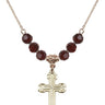 Cross Birthstone Necklace | 1 inch | 6mm Beads  Garnet 14kt Gold Filled