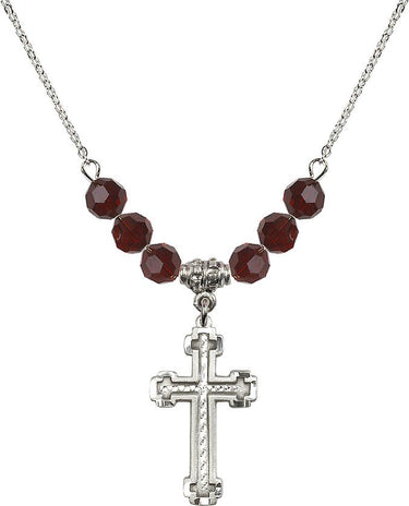 Cross Birthstone Necklace for Women | 1 inch | 6mm Beads | N30-6039