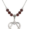 Adoption Heart Birthstone Necklace | 1 1/8 inch | 6mm Beads  Garnet Sterling Silver