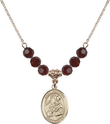 Collar con piedra natal de San Antonio | 3/4 de pulgada | Cuentas de 6 mm