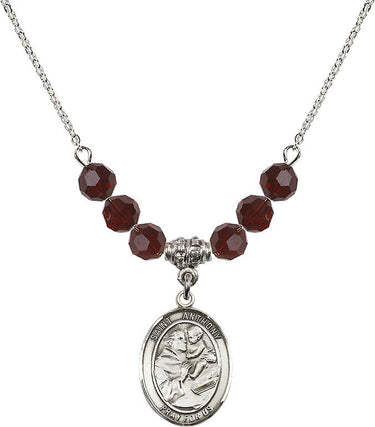 Collar con piedra natal de San Antonio | 3/4 de pulgada | Cuentas de 6 mm