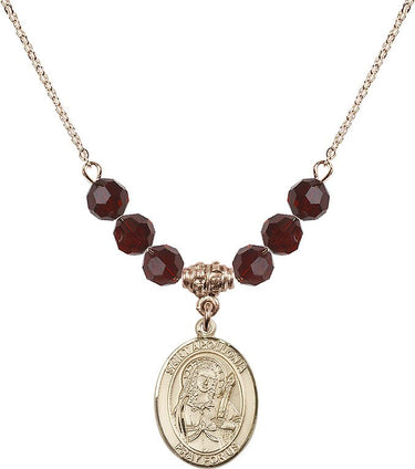 Collar con piedra natal de Santa Apolonia | 1,9 cm | Cuentas de 6 mm