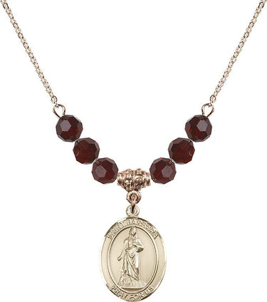 Collar de Santa Bárbara con piedra de nacimiento | 1,9 cm | Cuentas de 6 mm