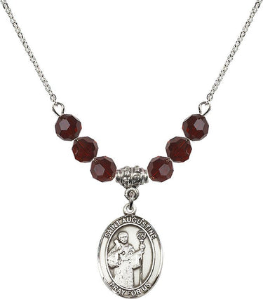 Collar con piedra natal de San Agustín | 3/4 pulgada | Cuentas de 6 mm