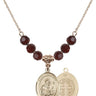 Saint Benedict Birthstone Necklace | 3/4 inch | 6mm Beads  Garnet 14kt Gold Filled