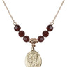 Saint Boniface Birthstone Necklace | 3/4 inch | 6mm Beads  Garnet 14kt Gold Filled
