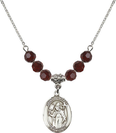 Saint Boniface Birthstone Necklace | 3/4 inch | 6mm Beads