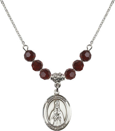 Saint Blaise Birthstone Necklace | 3/4 inch | 6mm Beads