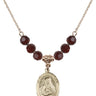Saint Frances Cabrini Birthstone Necklace | 3/4 inch | 6mm Beads  Garnet 14kt Gold Filled