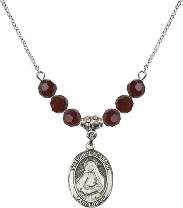 Saint Frances Cabrini Birthstone Necklace | 3/4 inch