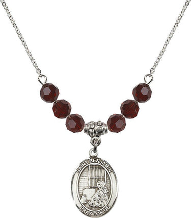 Saint Benjamin Birthstone Necklace | 3/4 inch | 6mm Beads