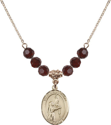 Saint Bernadette Birthstone Necklace | 3/4 inch | 6mm Beads