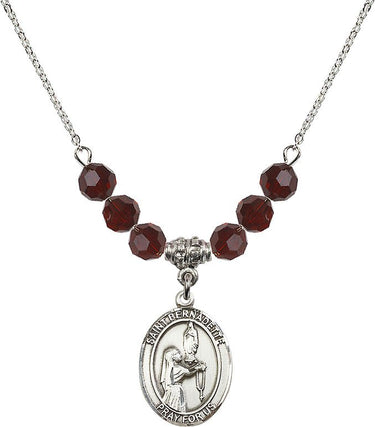 Saint Bernadette Birthstone Necklace | 3/4 inch | 6mm Beads