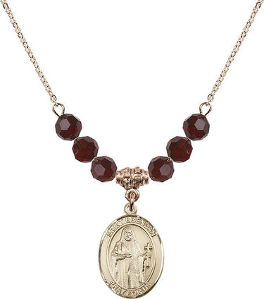 Saint Brendan the Navigator Birthstone Necklace | 6mm Beads