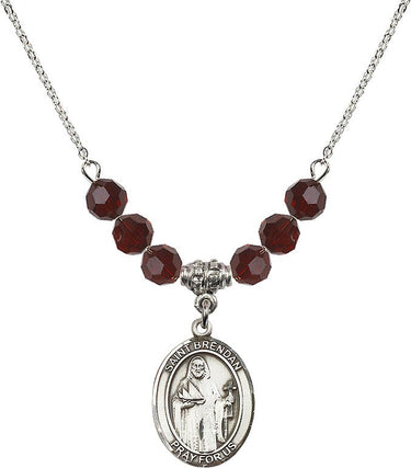 Saint Brendan the Navigator Birthstone Necklace | 6mm Beads