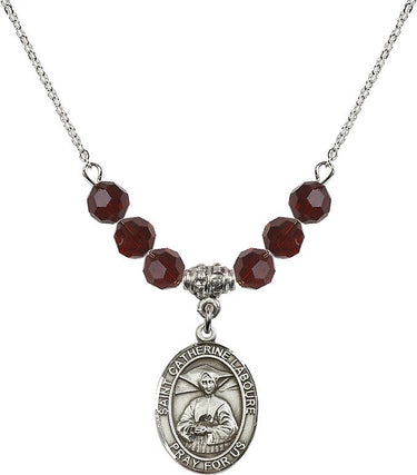 St. Catherine Laboure Birthstone Necklace | 3/4 inch | 6mm Beads