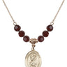 Saint Christopher Birthstone Necklace | 3/4 inch | 6mm Beads  Garnet 14kt Gold Filled