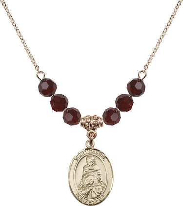 St. Daniel Birthstone Necklace | 3/4 inch | 6mm Beads